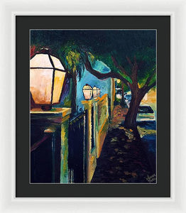 Late Night Burgundy Street - Framed Print