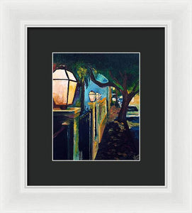 Late Night Burgundy Street - Framed Print