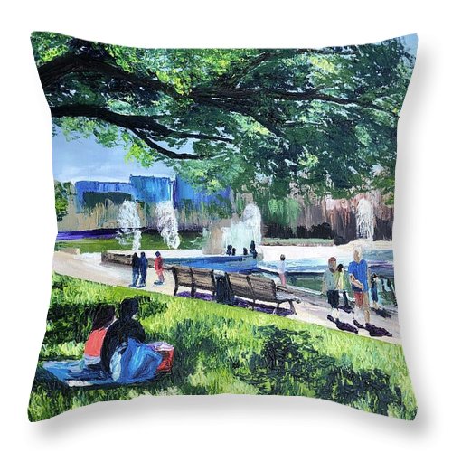 Lunch at Hermann Park - Throw Pillow