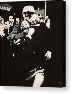 Protestor yells to the photographer during an arrest 1968 - Canvas Print