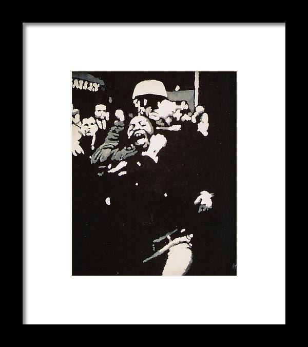 Protestor yells to the photographer during an arrest 1968 - Framed Print