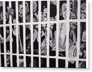 Some of the 210 demonstrators jailed wave from their cell 1964 - Canvas Print