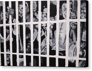 Some of the 210 demonstrators jailed wave from their cell 1964 - Canvas Print