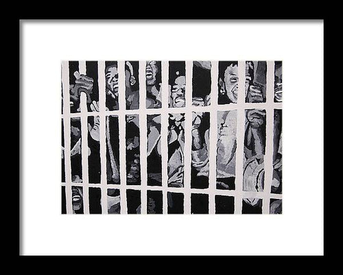 Some of the 210 demonstrators jailed wave from their cell 1964 - Framed Print