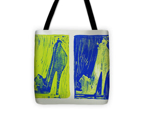 Untitled Shoe Print in Green and Blue - Tote Bag