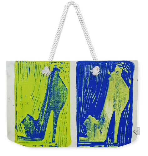 Untitled Shoe Print in Green and Blue - Weekender Tote Bag