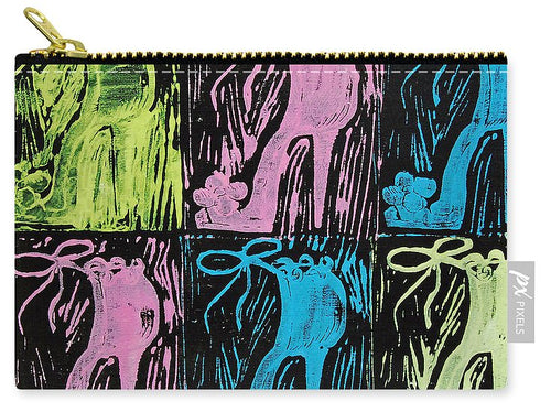 Untitled Shoe Print in Purple Green Blue and Pink - Carry-All Pouch
