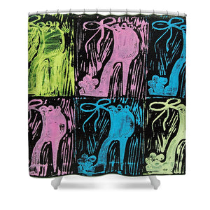 Untitled Shoe Print in Purple Green Blue and Pink - Shower Curtain