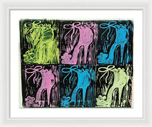 Load image into Gallery viewer, Untitled Shoe Print in Purple Green Blue and Pink - Framed Print