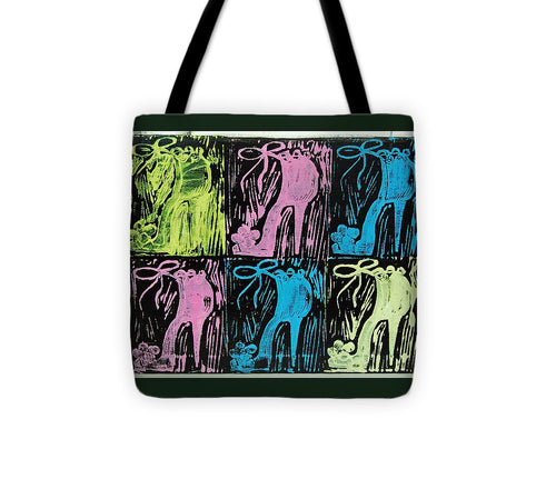 Untitled Shoe Print in Purple Green Blue and Pink - Tote Bag