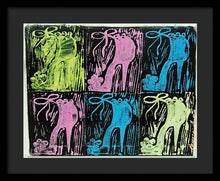 Load image into Gallery viewer, Untitled Shoe Print in Purple Green Blue and Pink - Framed Print