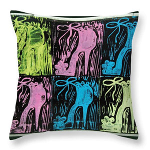 Untitled Shoe Print in Purple Green Blue and Pink - Throw Pillow