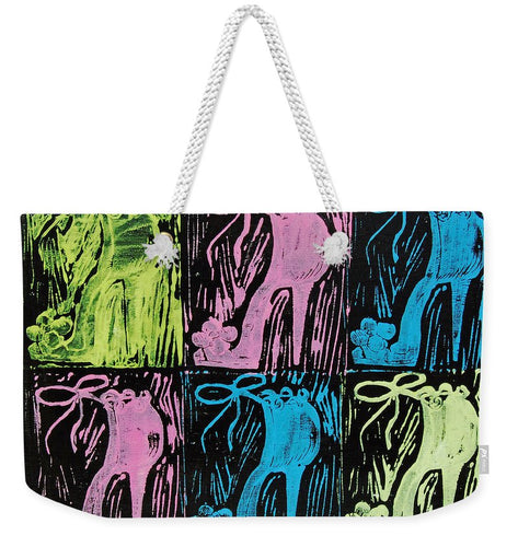 Untitled Shoe Print in Purple Green Blue and Pink - Weekender Tote Bag